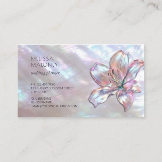 Elegant Mother-of-Pearl Lily 名刺 (裏面)