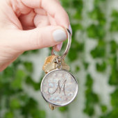 Elegant Mother of Pearl Monogrammed Keychain キーホルダー (手)