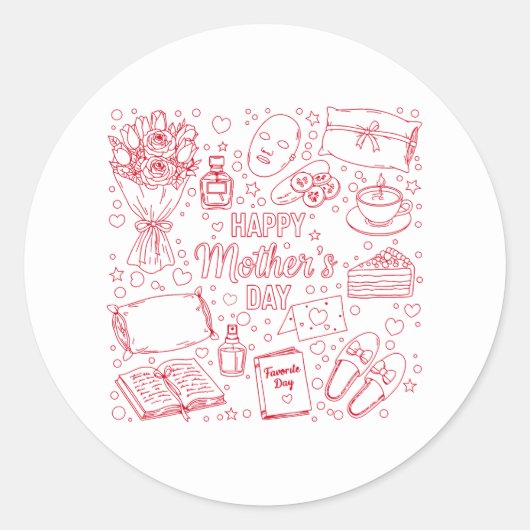 Elegant Mother’s Day Artwork ラウンドシール (正面)