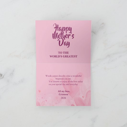 Elegant Mother’s Day Card – Sweet Love Message for サンキューカード (内部)