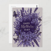 Elegant Mother's Day Card with Purple Lavender ポストカード (正面/裏面)