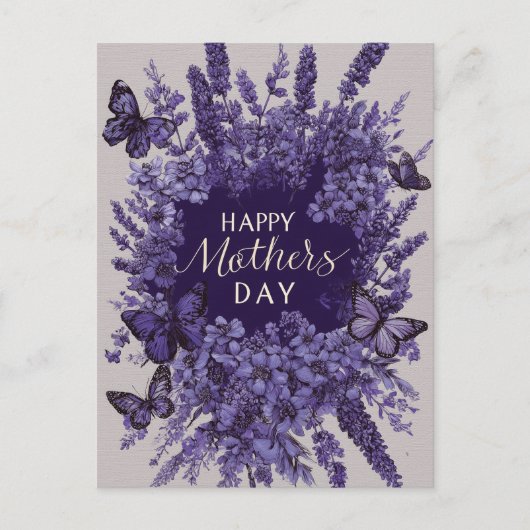 Elegant Mother's Day Card with Purple Lavender ポストカード (正面)