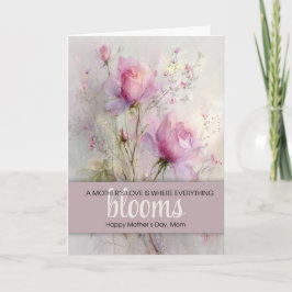 Elegant Mother's Day Classic Pink Rose Watercolor カード