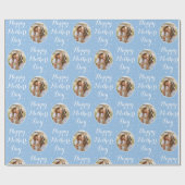 Elegant Mother's Day Custom Photo Blue White ラッピングペーパー (フラット)