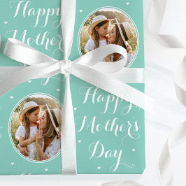 Elegant Mother's Day Custom Photo Mint Green ラッピングペーパー