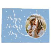 Elegant Mother's Day Custom Photos Blue White ラージペーパーバッグ (裏面)