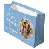 Elegant Mother's Day Custom Photos Blue White ラージペーパーバッグ (正面アングル)