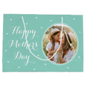 Elegant Mother's Day Custom Photos Mint White ラージペーパーバッグ (裏面)