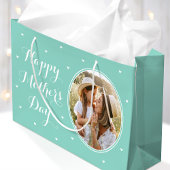 Elegant Mother's Day Custom Photos Mint White ラージペーパーバッグ