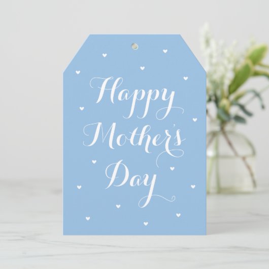 Elegant Mother's Day Photo Script Blue White カード (スタンド正面)