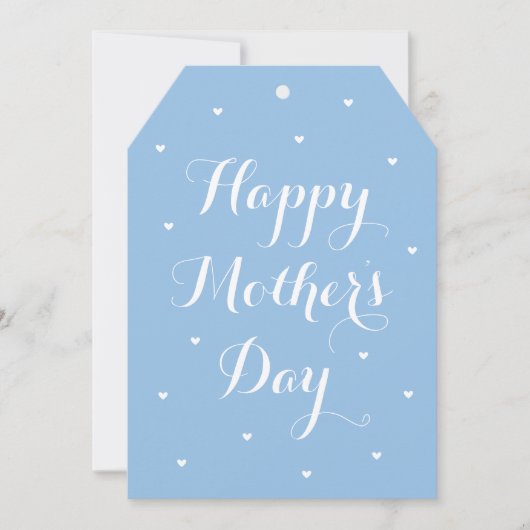 Elegant Mother's Day Photo Script Blue White カード (正面)