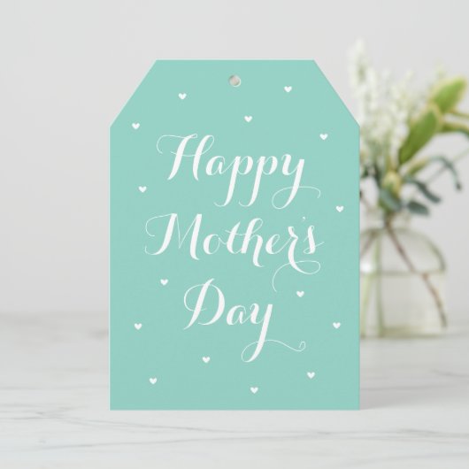 Elegant Mother's Day Photo Script Mint Green White カード (スタンド正面)