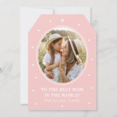 Elegant Mother's Day Photo Script Pink White カード (裏面)