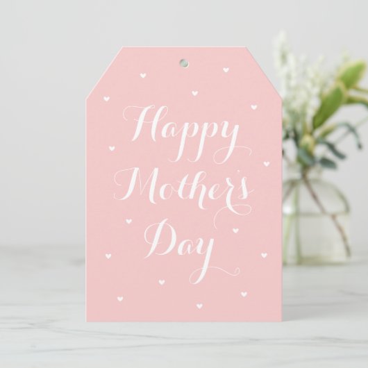 Elegant Mother's Day Photo Script Pink White カード (スタンド正面)