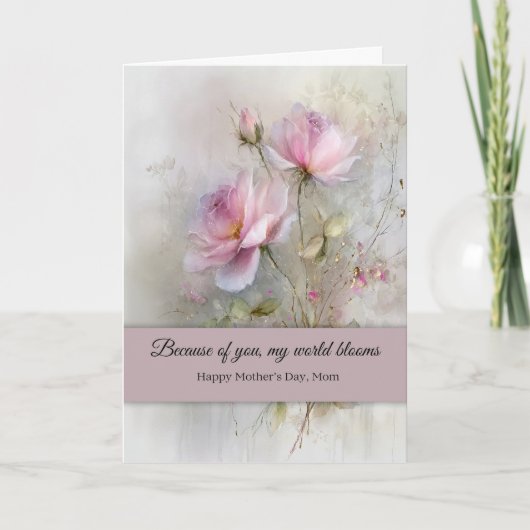 Elegant Mother's Day Wishes Classic Pink Rose  カード (正面)