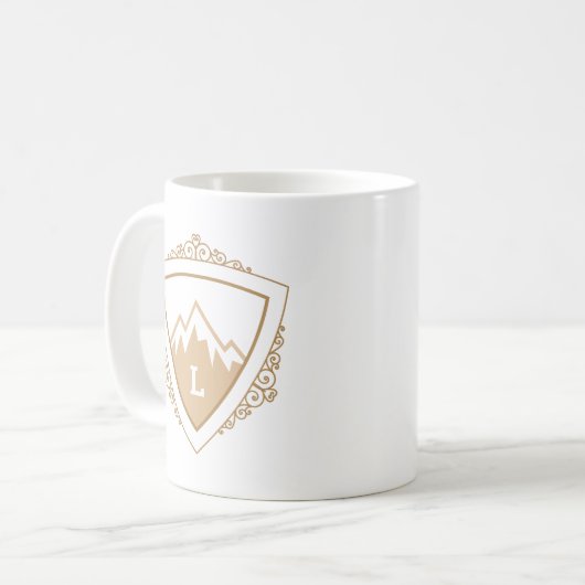 Elegant Mountain Crest Monogram コーヒーマグカップ (正面左)