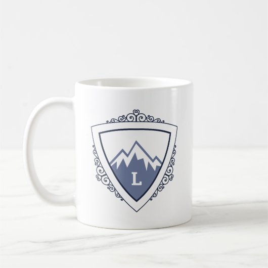 Elegant Mountain Crest Monogram コーヒーマグカップ (左)