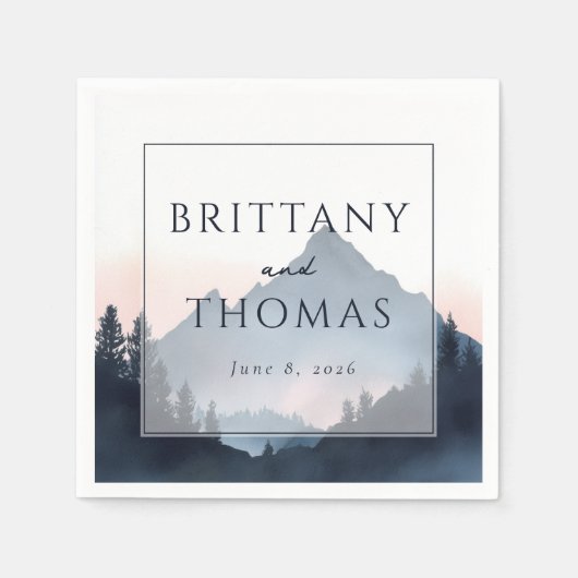 Elegant Mountain Wedding Invitation スタンダードカクテルナプキン (正面)