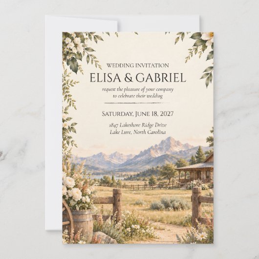 Elegant Mountain Wedding Invitation 招待状 (正面)