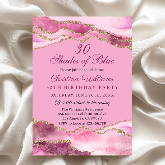 Elegant & Mpdern Shades of Pink Birthday Party 招待状
