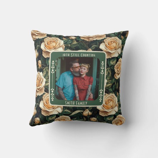 Elegant Mr And Mrs 3Th Anniversary Throw Pillow  クッション (裏面)