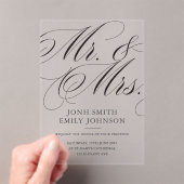 Elegant Mr & Mr Script Calligraphy アクリル招待状 (インサイチュ (ポータブル))