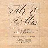 Elegant Mr & Mr Script Calligraphy アクリル招待状 (正面)