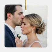 Elegant Mr. & Mrs. Custom Wedding Photo Monogram セラミックオーナメント (裏面)