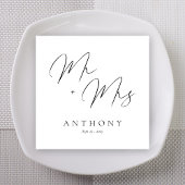 Elegant Mr & Mrs Script Custom Name Wedding スタンダードカクテルナプキン
