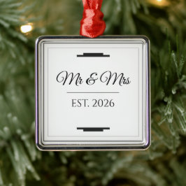Elegant Mr & Mrs Wedding Modern Minimalist Favor メタルオーナメント