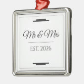 Elegant Mr & Mrs Wedding Modern Minimalist Favor メタルオーナメント (左)