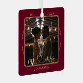Elegant Mr & Mrs  Wedding Photo Ornament  メタルオーナメント (正面右)