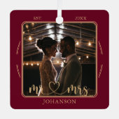 Elegant Mr & Mrs  Wedding Photo Ornament  メタルオーナメント (正面)