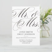 Elegant Mr & Mrs Wedding Photo Script Calligraphy  招待状 (スタンド正面)