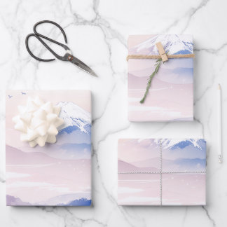 Elegant Mt. Fuji & Cherry Blossoms Japanese Art ラッピングペーパーシート