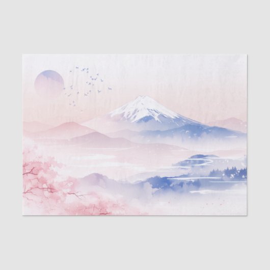 Elegant Mt. Fuji & Cherry Blossoms Japanese Art 薄葉紙 (正面)