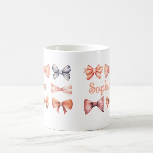 Elegant Mug with Romantic Bows - Personalized Gift コーヒーマグカップ (中央)