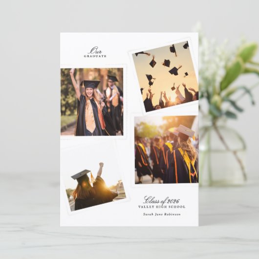 elegant multi 4 photo frame graduation high school 案内状 (スタンド正面)