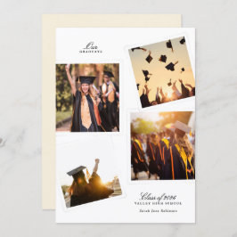 elegant multi 4 photo frame graduation high school 案内状