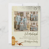 Elegant Multi-Photo Geometric Islamic Eid Mubarak  シーズンカード (正面)