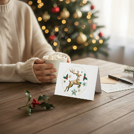 Elegant Multicolor Reindeer Christmas Greeting Car サンキューカード