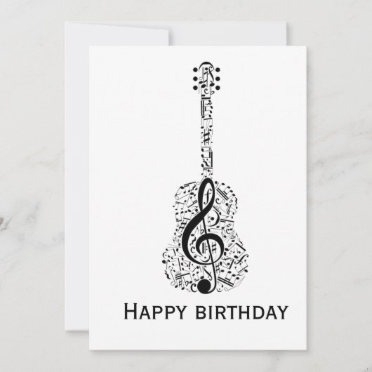 Elegant Music Note Birthday Greeting Card 招待状 (正面)