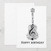 Elegant Music Note Birthday Greeting Card 招待状 (正面/裏面)