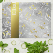 elegant music notes pattern kitchen towel キッチンタオル (折り畳み)