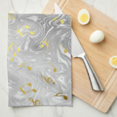 elegant music notes pattern kitchen towel キッチンタオル (四つ折り)