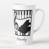 Elegant Music Piano Keyboard Clef Note Stylish カフェラテマグ (右)