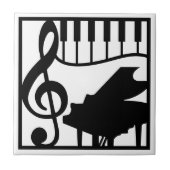 Elegant Music Piano Keyboard Clef Note Stylish タイル (正面)
