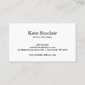 Elegant Music Teacher Keys Musical Business Card 名刺 (裏面)