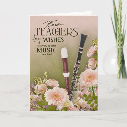Elegant Music Teacher’s Day Floral Card カード (正面)