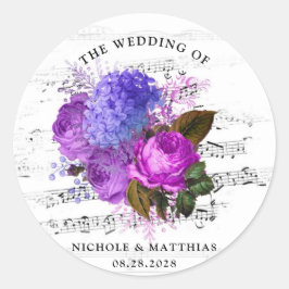 Elegant Musical Floral Wedding ラウンドシール